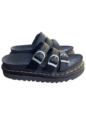 Dr. Martens Blaire Slide Sandals Black Leather Buckle Women's Size 6